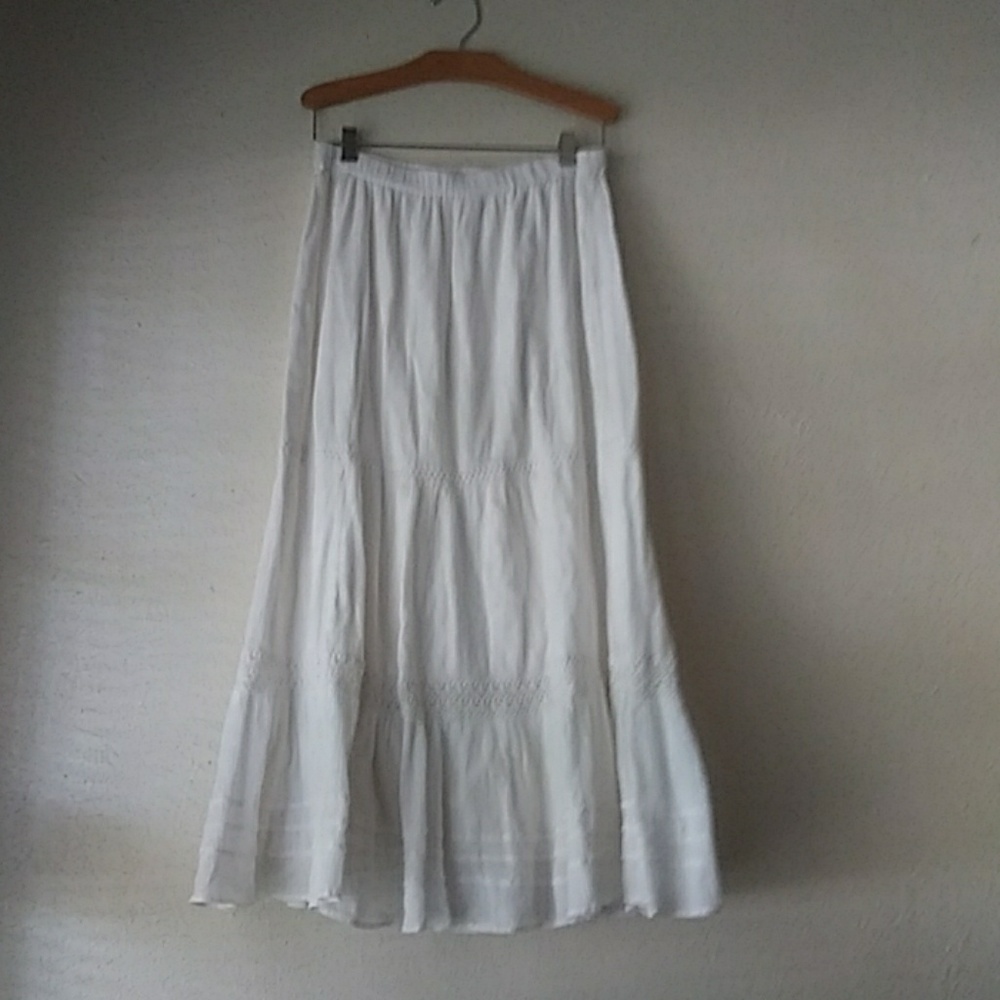 100% cotton white maxi skirt